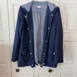 Maison Jules Navy Light Jacket  Versatile, Pinstripe, Classy Zippered Sz Large